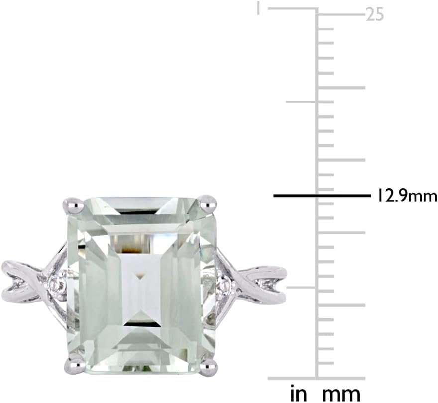 5 5/8 Carat (ctw) Emerald-Cut Green Amethyst Ring in Sterling Silver