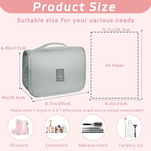 Image of Toiletry Bag Travel Bag with Hanging Hook for Women Men,Light Grey | Waterproof Small Capacity Hanging Multifunctional Makeup Bag for Toiletries, Portable Cosmetic Bag Travel Organizer
