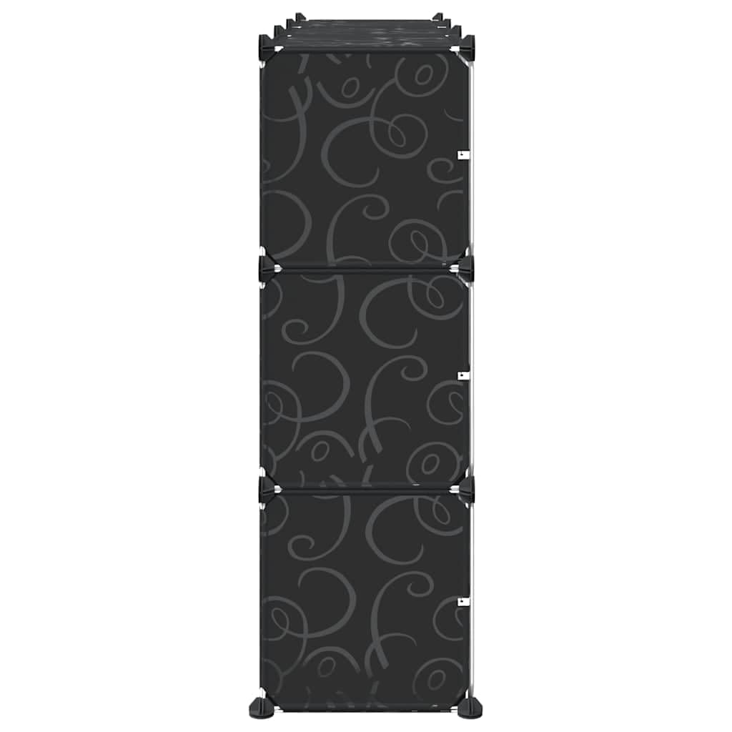 Mangloder Regalsystem mit 9 Würfeln und Türen Schwarz aus Polypropylen, 124,5 x 31,5 x 93 cm, platzsparend, stapelbar, geschlossener Stauraum für Flur, Diele, Schlafzimmer, Schuhregal und Aufbewahrung