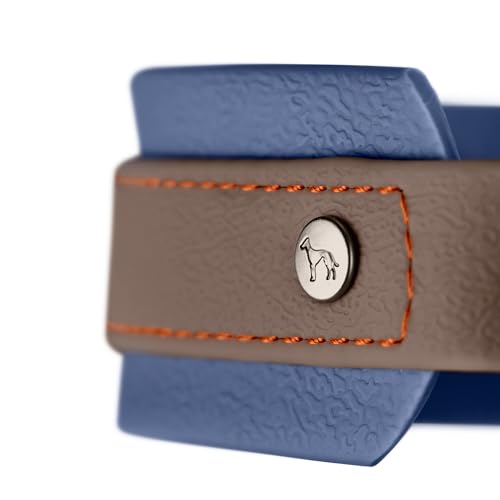 HUNTER Hundehalsband Havanna, Farbe: Taupe/Rauchblau, Strukturgewebe mit Kunststoffummantelung, breit, komfortabel, langlebig, reißfest, witterungsbeständig, pflegeleicht, Gunmetal-Look, Größe: 55