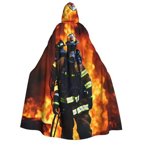 Cape à capuche homme et femme imprimé flammes costume magicien vampire chevalier