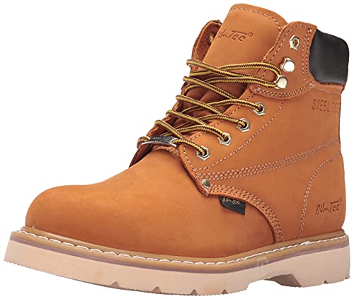 Ad Tec 6in Steel Toe Nubuck Leather Work Boot for Man, Tan - Oil Resistant Mud Free Lug Sole