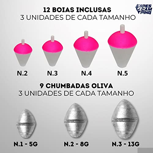 Kit De Pesca Completo 3 Varas + 3 Molinetes e Maleta Com Acessórios Bóias Anzóis Chumbadas e Iscas