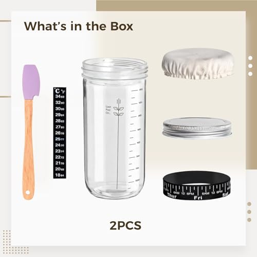 Kit au levain avec bocal de fermentation 34 oz pour éviter les ratés de pousse - 3