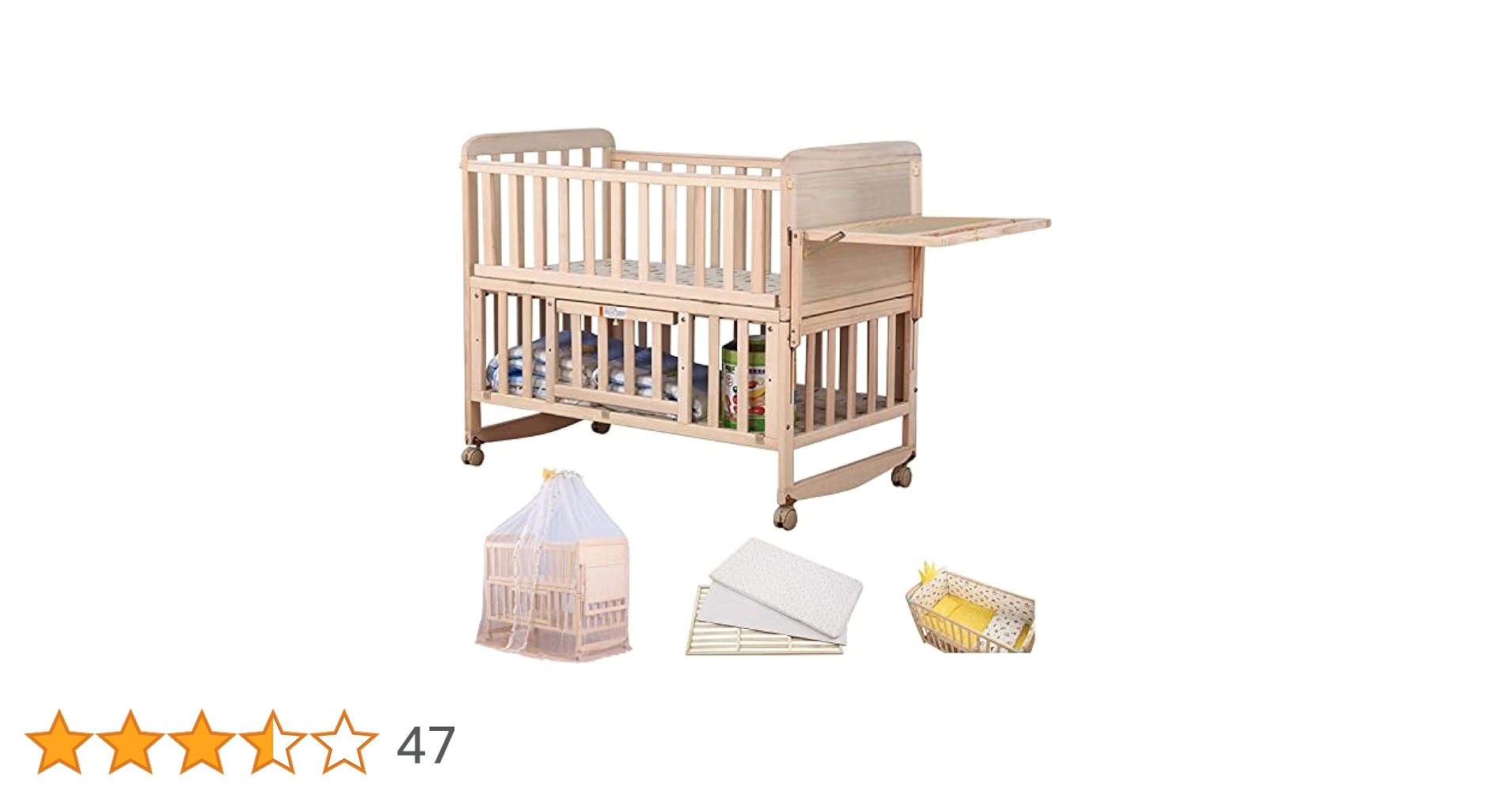 Amazon.co.jp: [ZOOBLY] ベビーベッド木製 新生児 7点セット付き