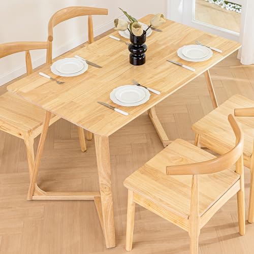 DELAVIN 47.2 Inch Solid Wood Dining Table, Mid Century Modern