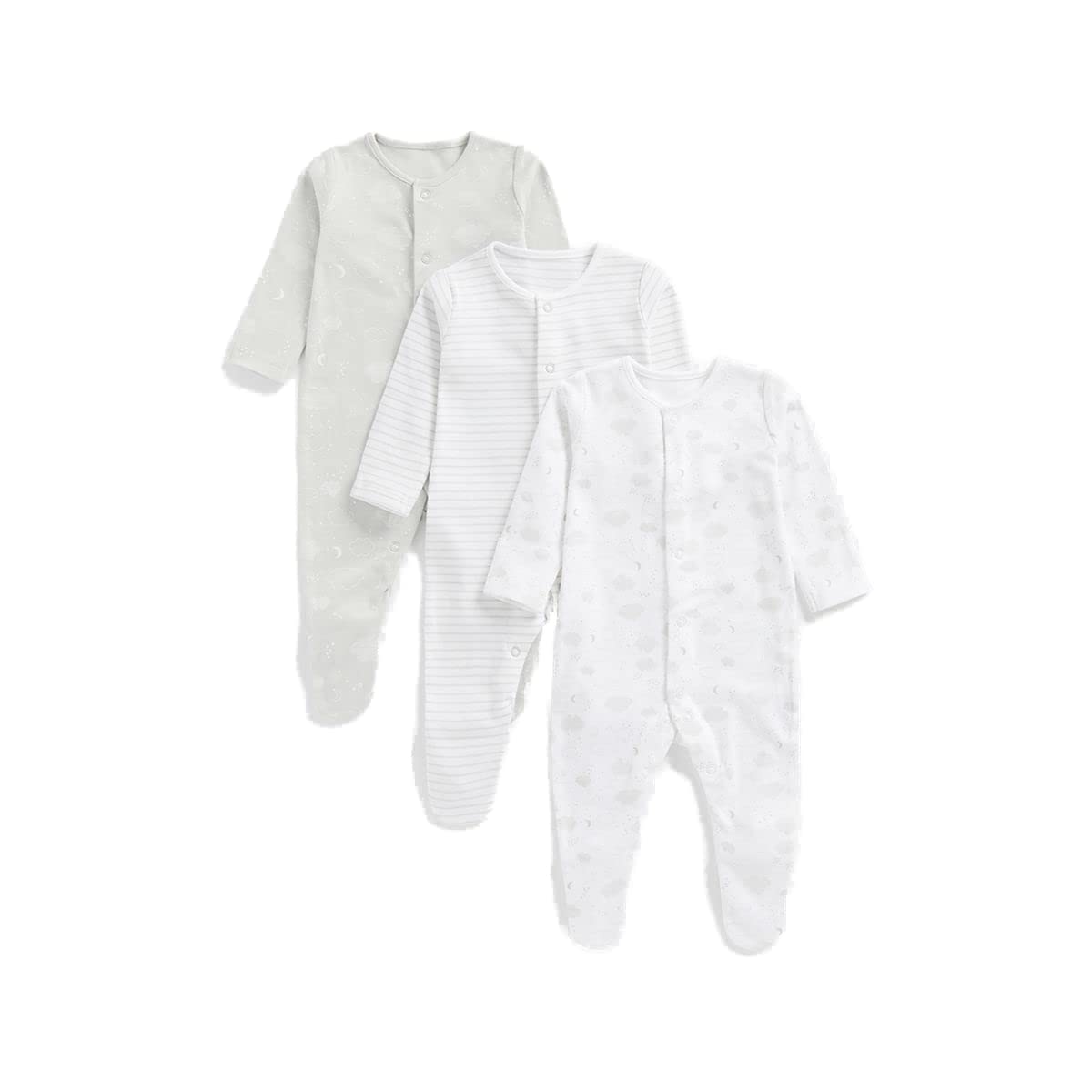 MothercareBaby Boys Grey Sleepsuits - 3 Pack