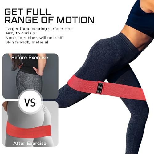 Image of 12 Pcs Fabric Resistance Bands for Working Out Non-Slip Booty Exercise Loop Bands for Women Men Glutes Hip Thigh Butt Yoga Pilates Fitness Gym, Light Medium Heavy