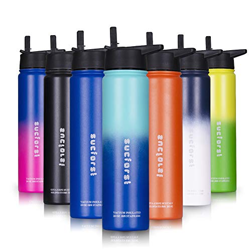 SUCFORST Water Bottle, Stainless Steel Vacuum Insulated Wide Mouth Thermos Flask, Stay Hot