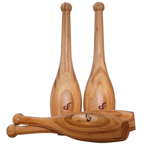 Dangerously Fit Indian Clubs - Pair of Traditional Wooden Club Bells - Shoulder & Grip Strength & Mobility Fitness Exercise Training | Home & Gym Workout (3lb)