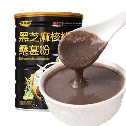 BKSUAIWU Black Sesame Walnut Mulberry Powder,500g-17.63oz,Ground Sesame Seeds,No Sugar,Instant Beverage Cereal Breakfast黑芝麻糊