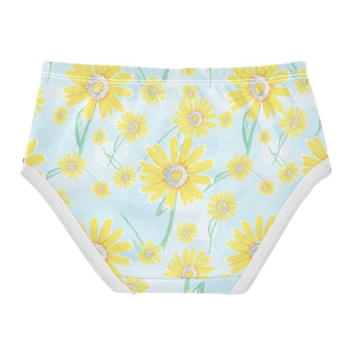 Cotton Toddler Underwear Floral Yellow Daisy Flowers Light Blue Cute Panties Girl Durable Kids Undies Briefs 2t2