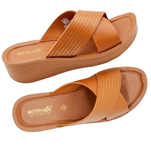 Image of AEROWALK Stylish Fashion Sandal for Women | Comfortable| Lightweight | Anti Skid | Casual Office Footwear (AT28)