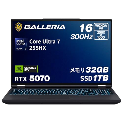 ガレリア ゲーミングノートPC GALLERIA ZL7C-R57-6A RTX5070 Core Ultra 7 255HX メモリ32GB SSD1TB 16WQXGA Windows 11 Home 19336-3491