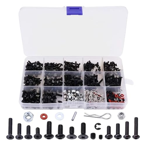 CLKE 500 Stück RC-Schraubensatz, RC Schrauben Kit, RC Zubehör 1/10, RC Modellbau Zubehör, RC Crawler Zubehör, RC-Reparaturwerkzeug-Kit für RC Cars Trucks Crawler im Maßstab 1/8, 1/10, 1/12 und 1/16 CLKE 500 Stück RC-Schraubensatz, RC Schrauben Kit, RC Zubehör 1/10, RC Modellbau Zubehör, RC Crawler Zubehör, RC-Reparaturwerkzeug-Kit für RC Cars Trucks Crawler im Maßstab 1/8, 1/10, 1/12 und 1/16