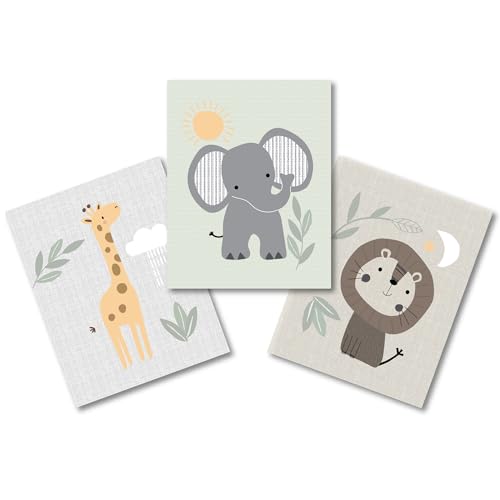 Image of Safari Animal Wall Art Set: 3 Unframed Prints by Lambs & Ivy