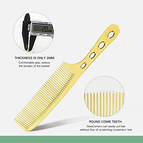 4 Types Professional Aluminum Hair Combs - Anti Static Stainless Steel Comb with Metal Tail for Hair Stylist Women Men Hair Styling Cutting - Gold