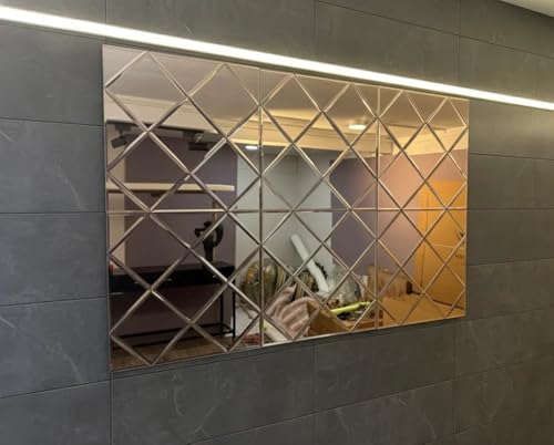 Image of ALFA Design Peel and Stick Wall Panel Mirror Tiles 12 x 12 Inch (Pack of 2) | Self Adhesive Beveled Bronze Glass Mosaic Mirror for Kitchen Backsplash, Bathroom Wall, Bedroom, Living Room Decor