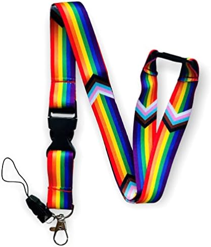 Rainbow LGBTQ Progress Pride Flag Lanyard With Detachable Buckle Clip, Mobile Phone Attachment & Safety Breakaway image 2