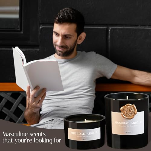 2-Pack Jasmine, Oud & Sandalwood Scented Candles Set for Men, Luxury Aromatherapy Jar Candle for Home Scented, Natural Soy Fragrance Black Jar Candles, Gift for Men, Father, Husband - Image 3