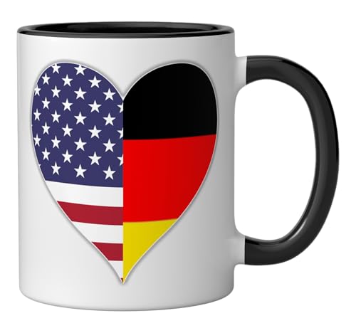 Taza Germany USA Corazón con bandera, Cerámica miniatura 2