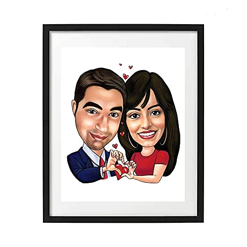 Image of DK Decors Personalized Anniversary Couple Caricature Fiber Plastic Photoframe Gifts for Your Lovable Soul (Size 8x10 Inch, Multicolor, DK005)