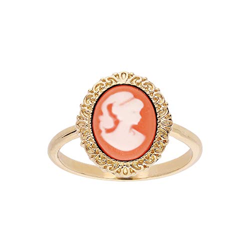 Bague plaqué or Camée résine rose pour sublimer vos tenues bohèmes chic