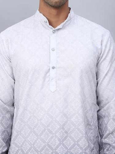 Image of Jompers Men Pure Cotton Straight Fit Ombre Kurta