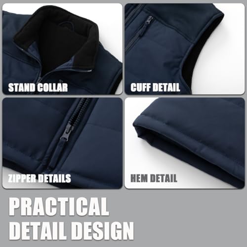 Image of Msmsse Men's Outerwear Vests Winter Quilted Padded Vest Gilet Stand Collar Warm Puffer Vest