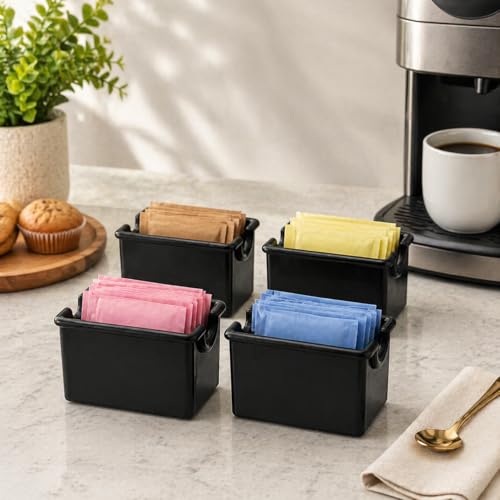 BinaryABC 4pcs Plastic Tea Bag Organizer Sugar Packet Holder and Drink Packet Dispenser for Coffee Bar Sweetener Packet Holder Storage Case for Kitchen Office Home Use - image 1