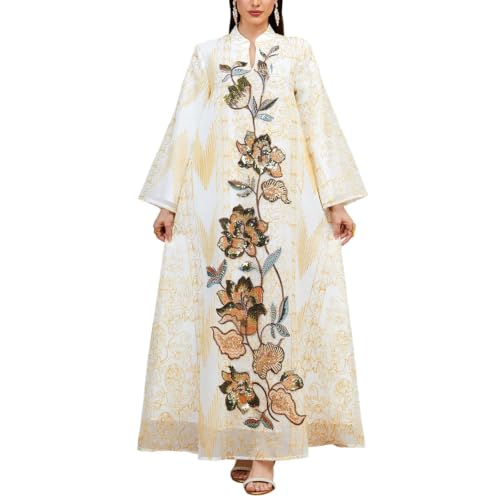 Robe de soirée broderies florales de luxe à paillettes pour banquets chics