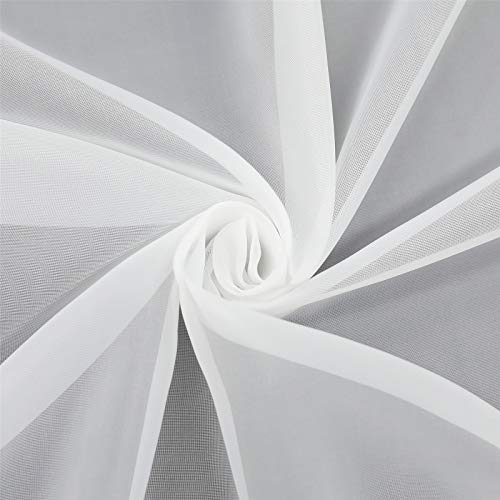 Cortina transparente con trabillas de 140x140 cm, estor de gasa blanca ESLIR para ventana 8