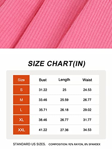 Hooklzo Ribbed Tank Top For Women Summer Fitted Basic Cami Sleeveless Tops Scoop Neck Shirt S Pink #TOP5
