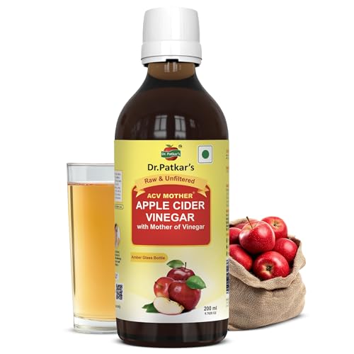 Image of Dr Patkar's Apple Cider Vinegar with Mother |Amber Glass Bottle| Raw & Unfiltered | Fermented Apples | Daily Wellness Vinegar | 200 ml