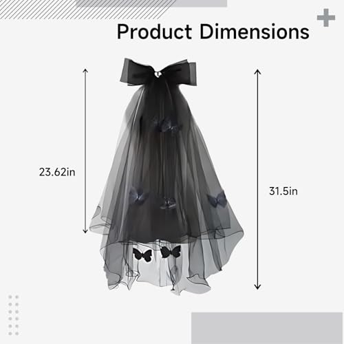 Velo de novia gótico para bodas temáticas Halloween y cosplay de estética oscura 3
