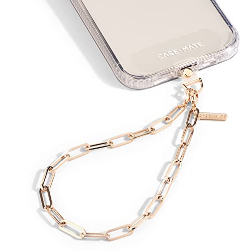 Case-Mate Phone Charm with Gold Metal Chain – Detachable Phone Lanyard, Hands-Free Wrist strap, Adjustable Phone Strap Grip, Accessory for Women – iPhone 14 Pro Max/ 13 Pro Max/ 12 Pro Max/ 11 – Gold