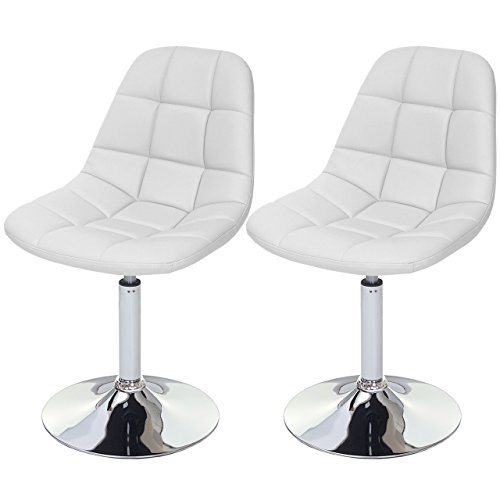Mendler 2X Chaise de Salle à Manger Cascina, Fauteuil pitovante, Chrome - Similicuir Blanc