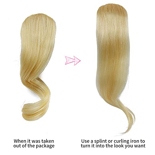2PCS Wave Side Bang Real Human Hair Clip in Bangs Curly Fringe Hair Extensions(Blond), Side Bangs 2PC - Image 3