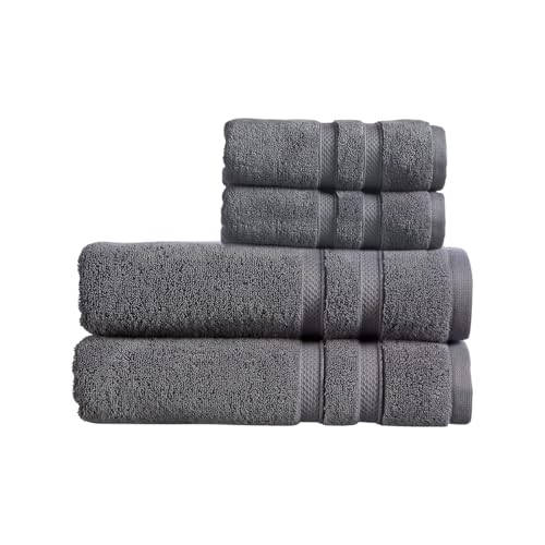 Christy Chroma Bath Sheet Set | Set of 4 | 2 Hand Towels 2 Bath Sheets | Highly Absorbent Heavyweight 675GSM | Bold and Bright | Soft Smooth Shower Towels | 100% Cotton | Ash Grey