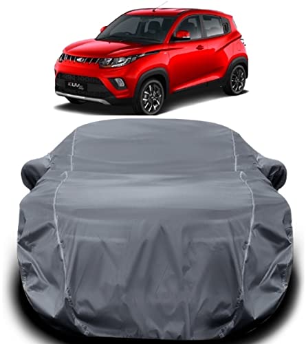 Image of KUV 100 Car Cover Waterproof /KUV 100 Body Cover /KUV 100 Cover Waterproof / KUV100 Car Cover with Triple Stitched Fully Elastic Ultra Surface Body Protection (Grey Look)