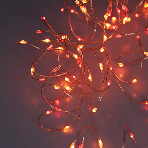 Qbis Red and Orange Fairy Lights on Thin Copper Wire, Micro LED Christmas String Lights. A Unique Combination of Red and Orange LEDs - Remote, Timer, Multifunction (Sunset2)