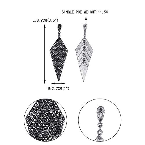 EVER FAITH Women's Crystal Elegant Vintage Banquet Multi-layered Rhombus Dangle Pierced Earrings4