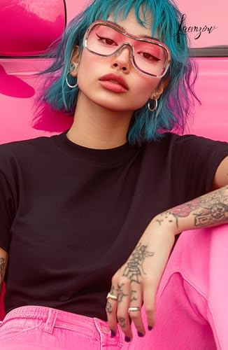 Y2k Wrap Around Sunglasses with Large Shield Shades, Big Metal Temple Retro 90s Style Futuristic Sunnies UV400 LA0423