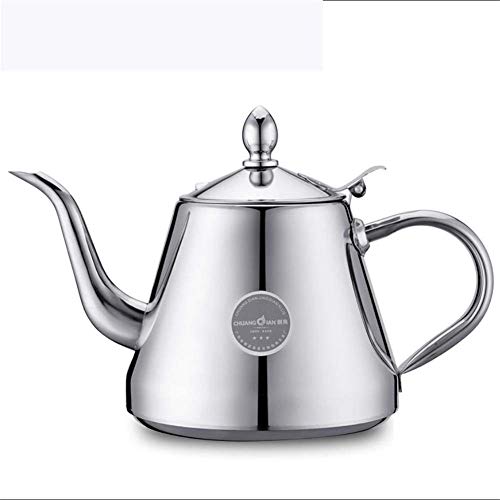 Verdickung Lebensmittelqualität 304 Edelstahl, Gas, Induktionsherd, Flacher Topf, Haushaltsteekanne (1,2 l), für Zuhause, Büro, Außenbereich