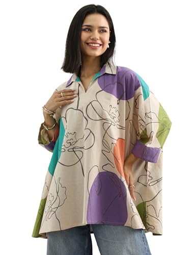 Image of Libas Printed Cotton A Line Kurti Suit