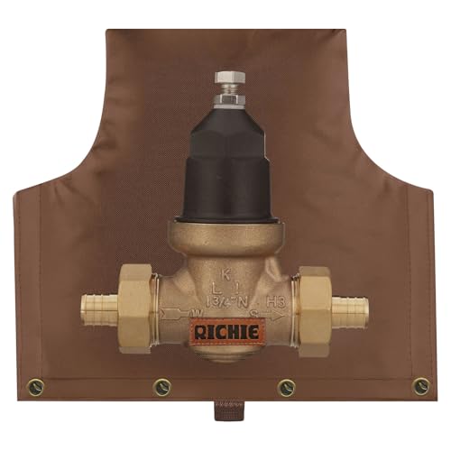 Backflow Preventer Insulated Cover (5°F) for Winter Freeze Protection, 14"W x 13"H Thickened Pressure Reducing Value & Well Pump Cover, Outdoor Waterproof Insulation Pouch for Sprinkler Valve, Brown