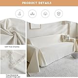 BUSVORES Sofa Überwurfdecke, Chenille Mit Fransen Sofabezug, AntiRutsch Couch Schutz für Haustiere Haare Kinder Hund Katze, Vielseitige Dekorative Sofaüberwurf für Familie(Beige, 230x380 cm)