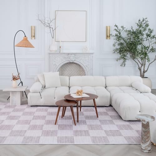Rug Branch Emil 7' x 10' (6'7" x 9'6") Beige/Brown Checkered Area Rug, Contemporary, Medium Pile, Stain-Resistant Carpet - Living Room, Bedroom, Dining Room, and Kitchen by Rug Branch - Image 3