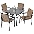 Anmutig 5 Piece Patio Dining Set for 4, 37”x37” Square Table with Umbrella Hole, 4 Metal Sling Chairs, Outdoor Table and Chairs Set for Lawn Backyard and Deck Brown