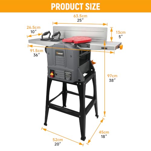 Hoteche 10-Inch Benchtop Planer and Jointer Combo with Stand 13-Amp Heavy Duty Thickness Planer for Woodworking, Adjustable Depth 0-3mm - Image 3